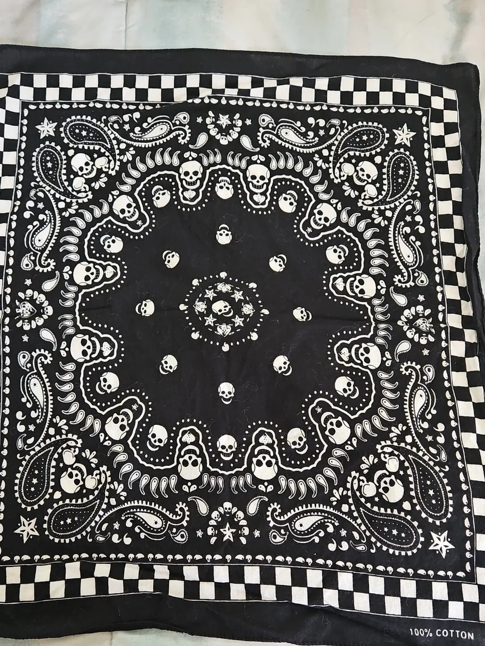 Checker Skull Bandana & Skull With Crossbones Pirate Bandana